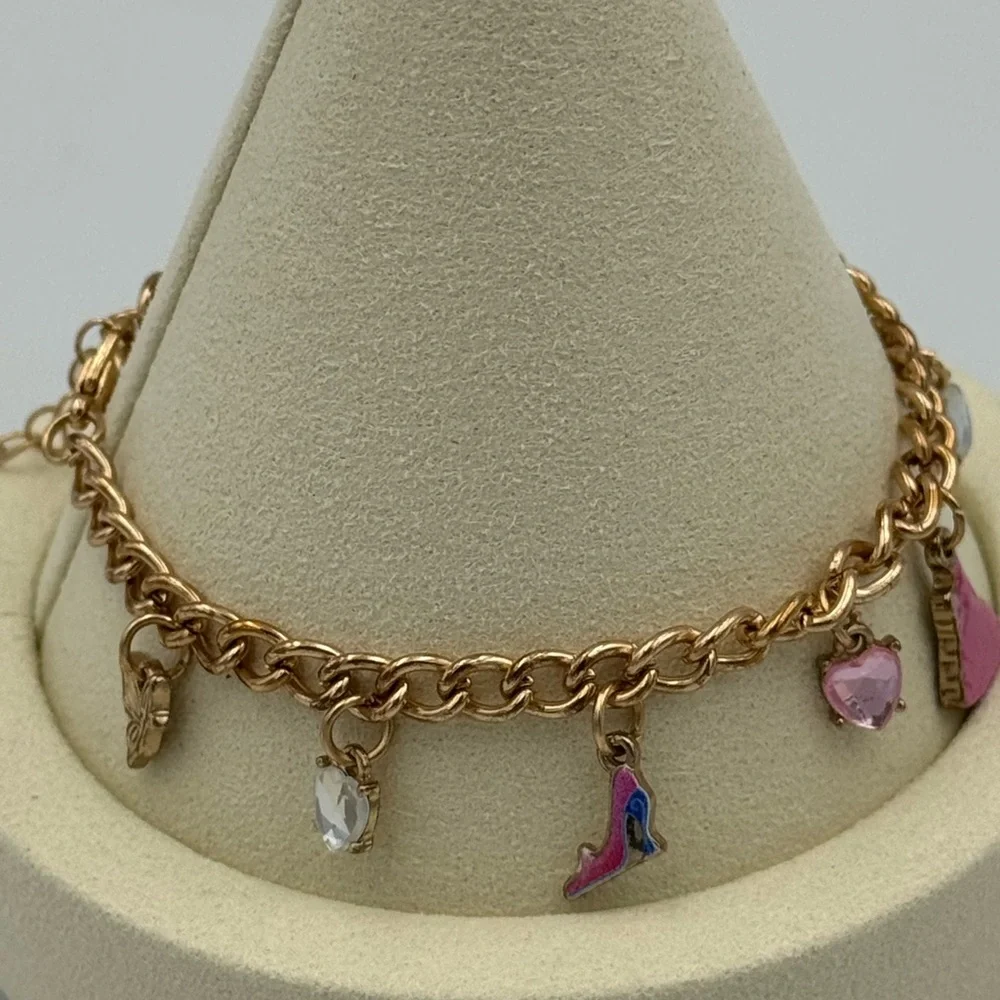 Wicked Glinda Charm Bracelet Claire’s Ariana Grande Pink Shoe Dress Heart‎ Rare